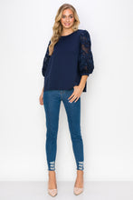 Load image into Gallery viewer, Ruth Pointe Knit Top with Lace