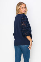 Load image into Gallery viewer, Ruth Pointe Knit Top with Lace