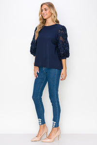 Ruth Pointe Knit Top with Lace