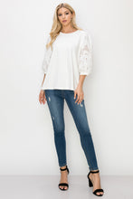 Load image into Gallery viewer, Ruth Pointe Knit Top with Lace