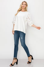 Load image into Gallery viewer, Ruth Pointe Knit Top with Lace