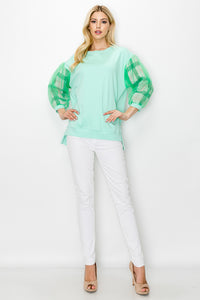 Kesha Pointe Knit Top with Mesh