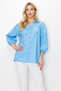 Waiva Cotton Poplin Eyelet Shirt