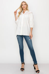 Waiva Cotton Poplin Eyelet Shirt