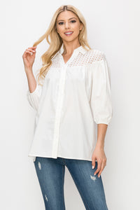 Waiva Cotton Poplin Eyelet Shirt