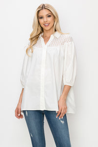 Waiva Cotton Poplin Eyelet Shirt