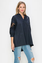 Load image into Gallery viewer, Wallis Cotton Poplin Top with Embroidered Lace