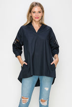Load image into Gallery viewer, Wallis Cotton Poplin Top with Embroidered Lace
