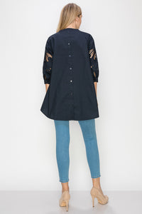 Wallis Cotton Poplin Top with Embroidered Lace