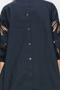 Wallis Cotton Poplin Top with Embroidered Lace
