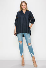 Load image into Gallery viewer, Wallis Cotton Poplin Top with Embroidered Lace