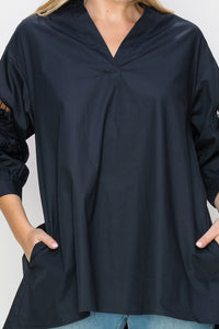 Wallis Cotton Poplin Top with Embroidered Lace
