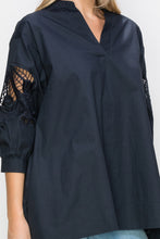 Load image into Gallery viewer, Wallis Cotton Poplin Top with Embroidered Lace