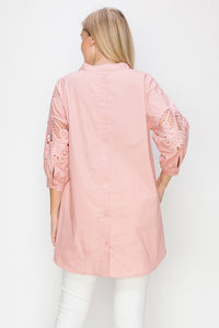 Wallis Cotton Poplin Top with Embroidered Lace
