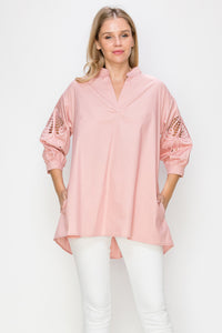 Wallis Cotton Poplin Top with Embroidered Lace
