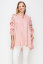 Load image into Gallery viewer, Wallis Cotton Poplin Top with Embroidered Lace