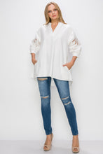 Load image into Gallery viewer, Wallis Cotton Poplin Top with Embroidered Lace