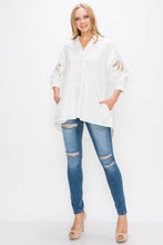 Load image into Gallery viewer, Wallis Cotton Poplin Top with Embroidered Lace