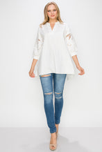 Load image into Gallery viewer, Wallis Cotton Poplin Top with Embroidered Lace