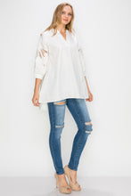 Load image into Gallery viewer, Wallis Cotton Poplin Top with Embroidered Lace