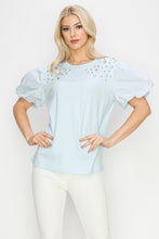 Load image into Gallery viewer, Runa Pointe Knit Top with Diamond Studs