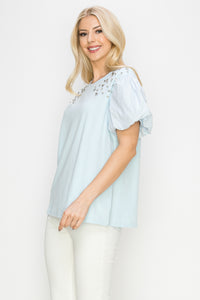 Runa Pointe Knit Top with Diamond Studs