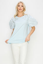 Load image into Gallery viewer, Runa Pointe Knit Top with Diamond Studs