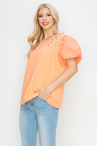 Runa Pointe Knit Top with Diamond Studs