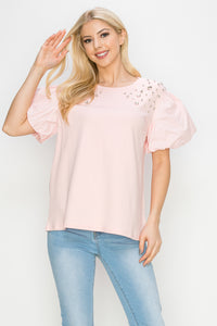 Runa Pointe Knit Top with Diamond Studs