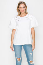 Load image into Gallery viewer, Runa Pointe Knit Top with Diamond Studs