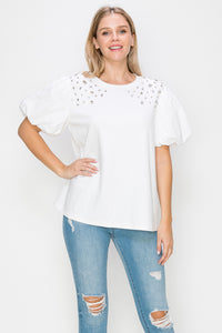 Runa Pointe Knit Top with Diamond Studs