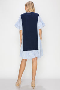Rosey Dress with Pointe Knit & Cotton Poplin