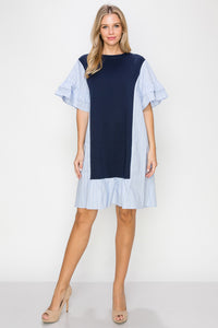 Rosey Dress with Pointe Knit & Cotton Poplin