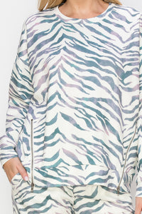 Karna Zebra Print Knit Top