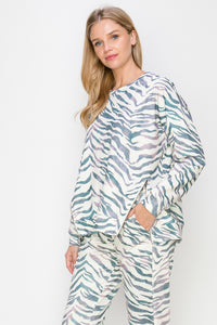 Karna Zebra Print Knit Top