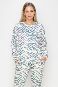 Karna Zebra Print Knit Top