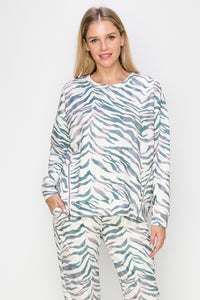 Karna Zebra Print Knit Top