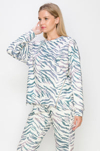 Karna Zebra Print Knit Top
