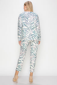 Karna Zebra Print Knit Top