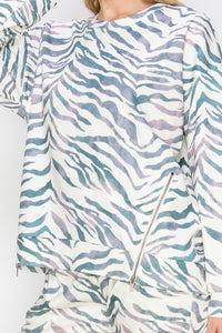 Karna Zebra Print Knit Top