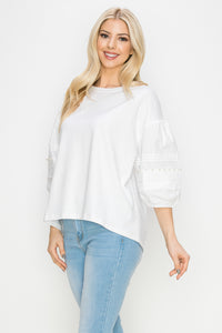 Royse Pointe Knit Top with Pearls