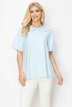 Load image into Gallery viewer, Rinna Pointe Knit Top with Diamond Studs