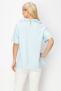Rinna Pointe Knit Top with Diamond Studs