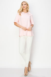 Rinna Pointe Knit Top with Diamond Studs