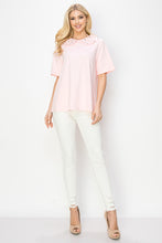 Load image into Gallery viewer, Rinna Pointe Knit Top with Diamond Studs