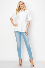 Load image into Gallery viewer, Rinna Pointe Knit Top with Diamond Studs