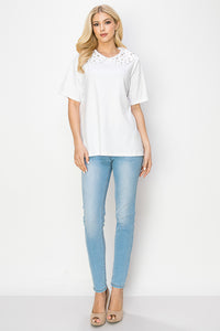 Rinna Pointe Knit Top with Diamond Studs
