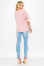 Load image into Gallery viewer, Reesa Pointe Knit Top with Pearls