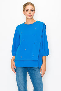 Rilynn Top with Pleating & Diamonds