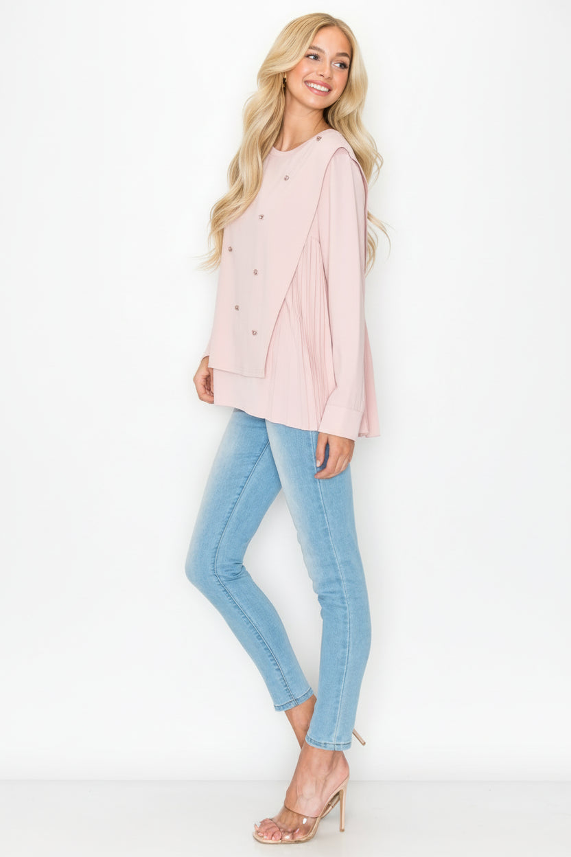 Rilynn Top with Pleating & Diamonds